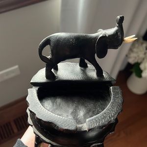 Hand carved, wooden Elephant ashtray  NEVER USED